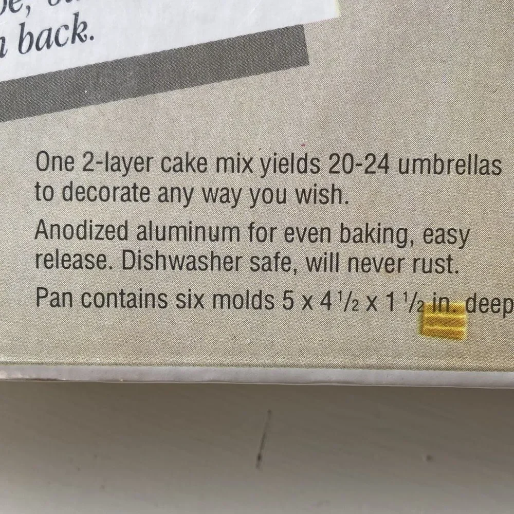 Vintage 1994 Wilton Cake Desserts Mold Pan Mini Umbrellas New Showers Parties